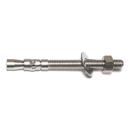 Midwest Fastener Wedge Anchor, 1/2" Dia., 5-1/2" L, Stainless Steel 10 PK 50388
